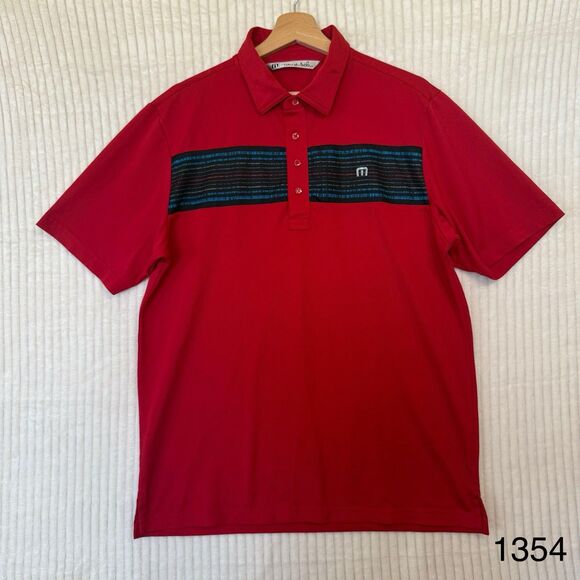 Travis Mathew Red Canterwood Golf Country Club Button Polo Short Sleeve Sz M - Picture 1 of 15